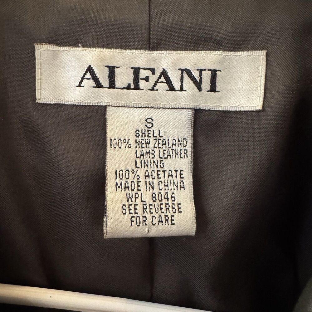 Alfani Black Lamb Leather Jacket Women’s Size 8 Zip Front Long Sleeve Coat - Picture 3 of 8